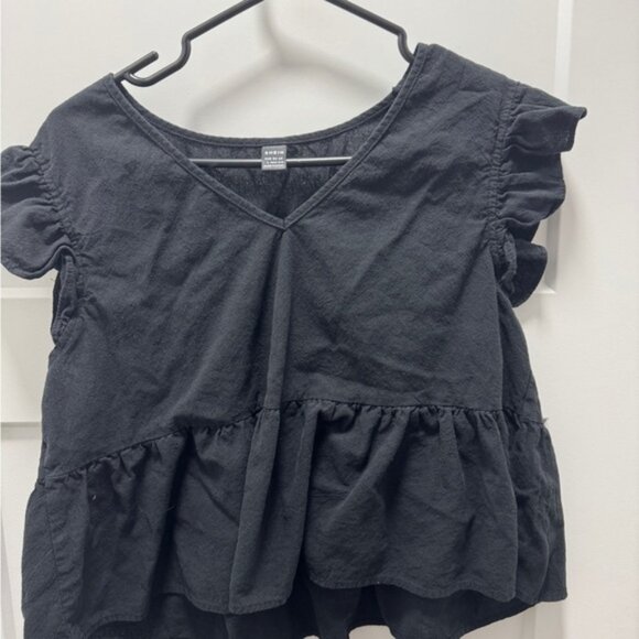 SHEIN Tops - SHEIN Black Ruffled Tank Top